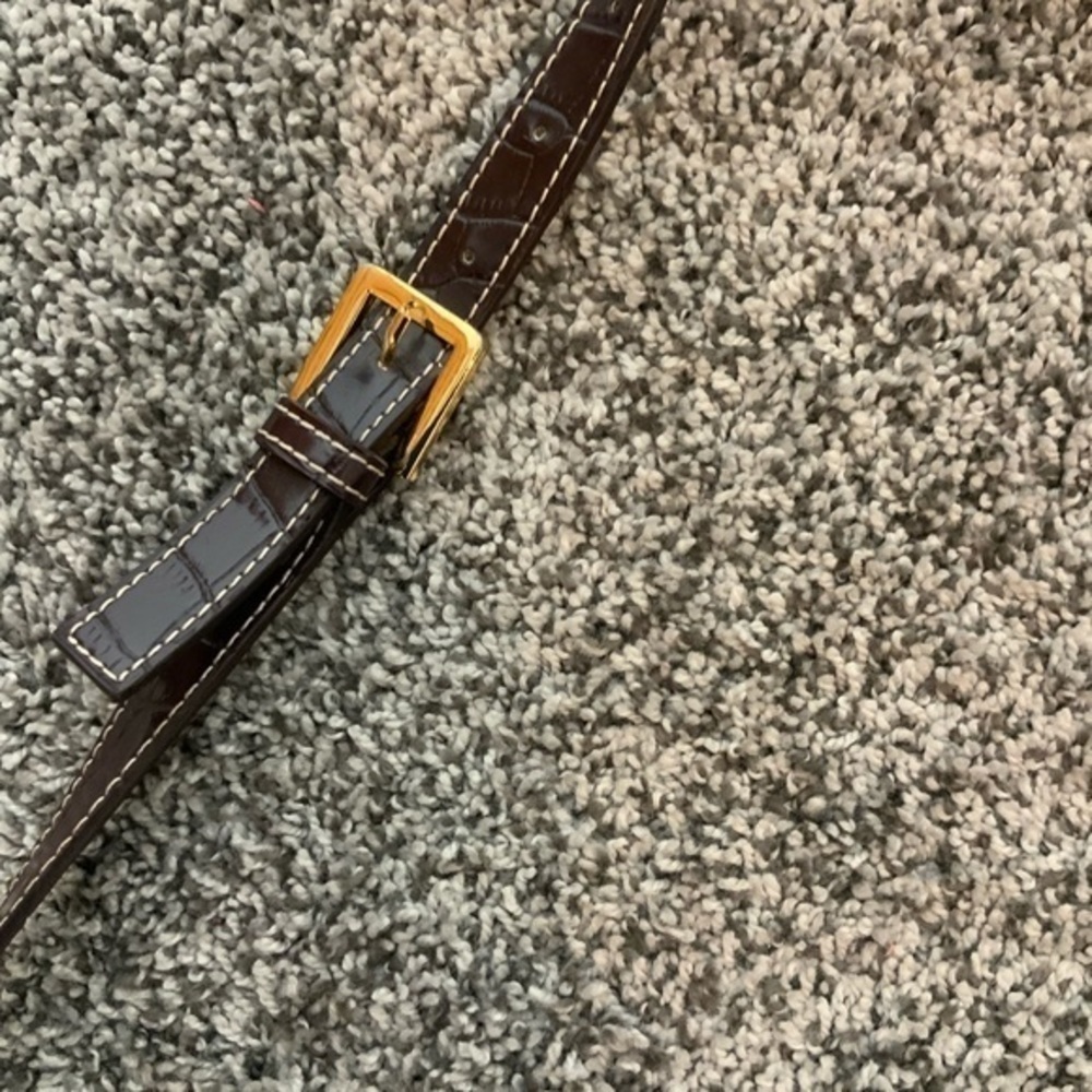 Etienne Aigner Linen and Faux Leather Croc Embossed Shoulder Bag/Purse Tan/brown - Picture 4 of 15